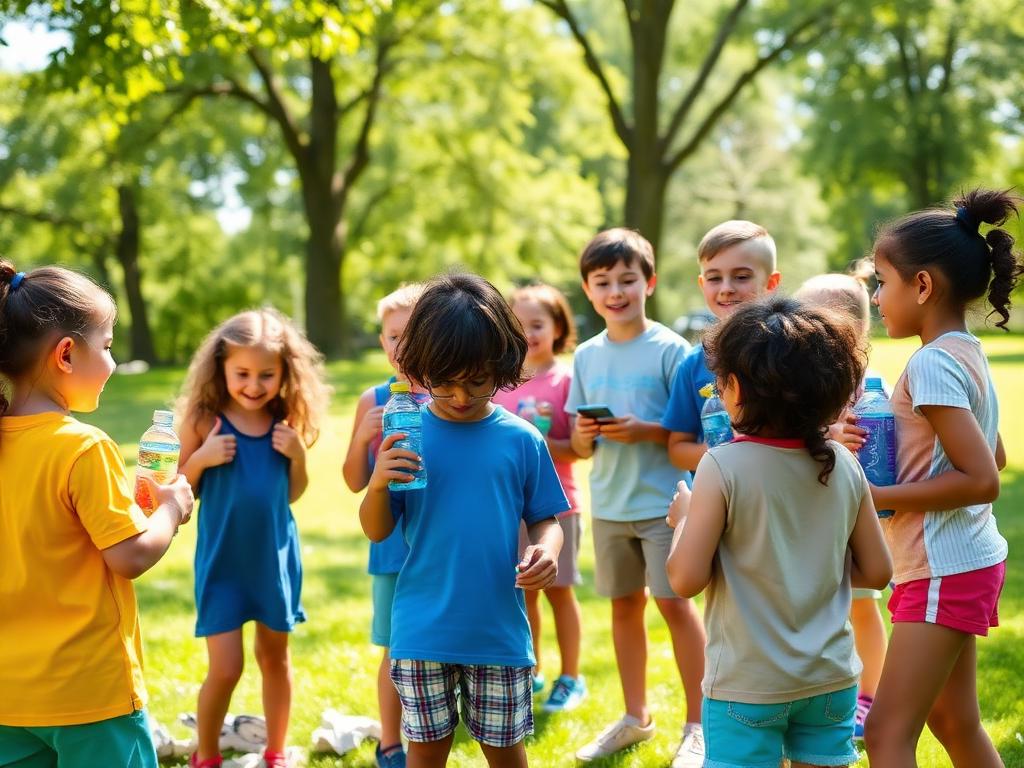 Summer camp children outside playing